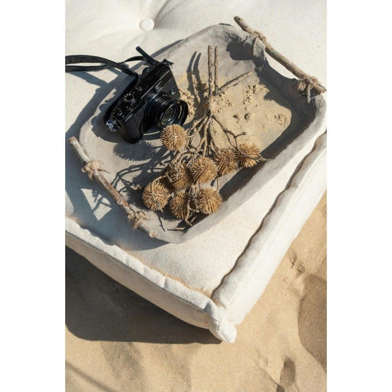 CHAD - Plateau papier mâché marron L34cm