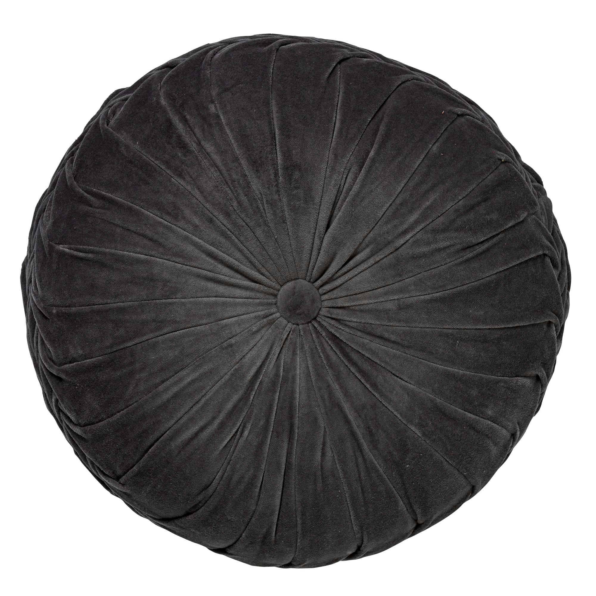 KAJA - Coussin rond gris en velours 40 cm uni