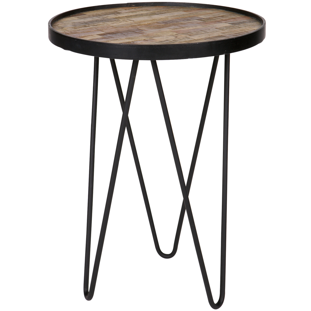 WOOOD bijzettafel Lev - Hout/Metaal - Zwart - 52x39x39