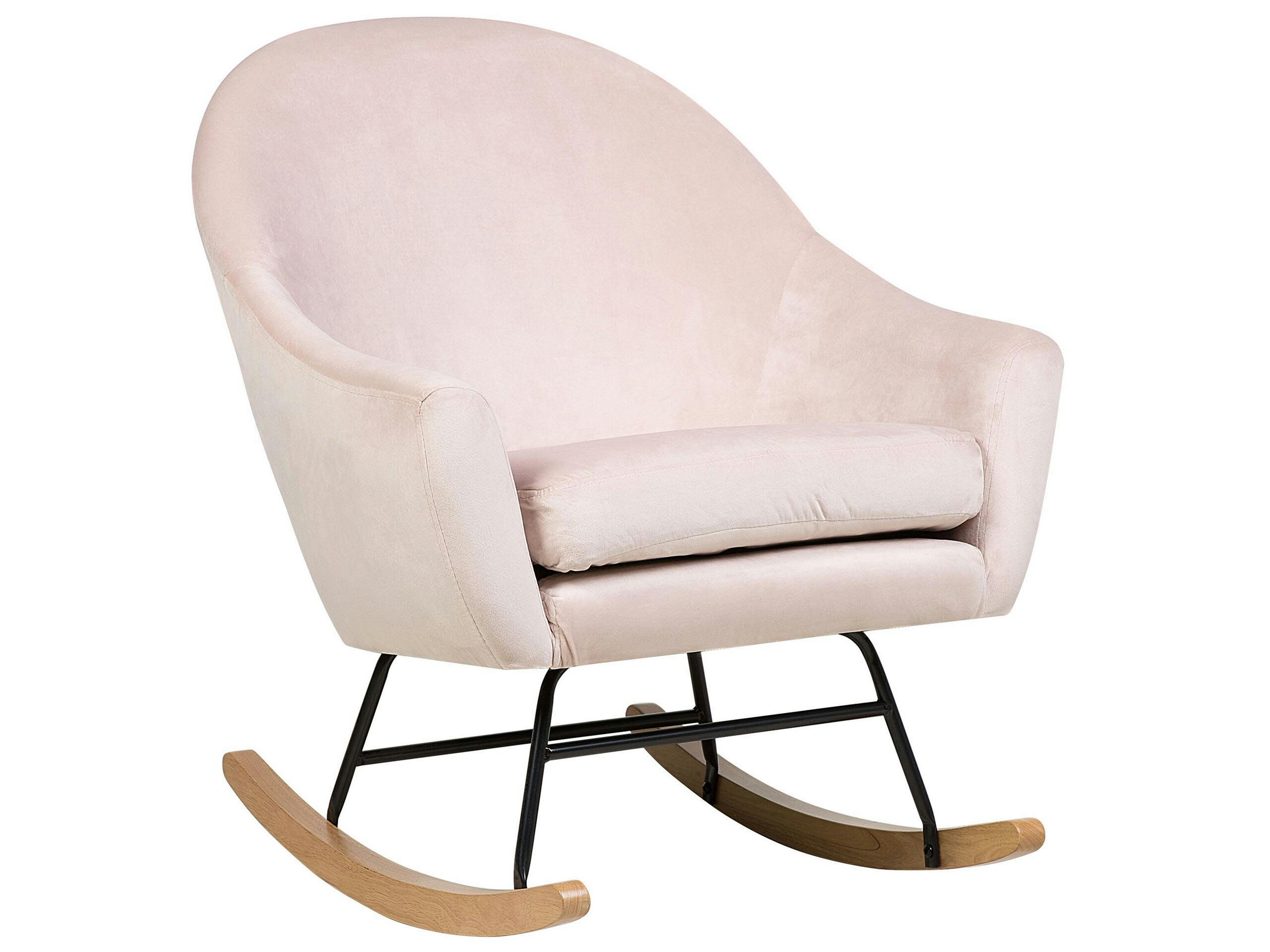 OXIE - Fauteuil à bascule en velours rose
