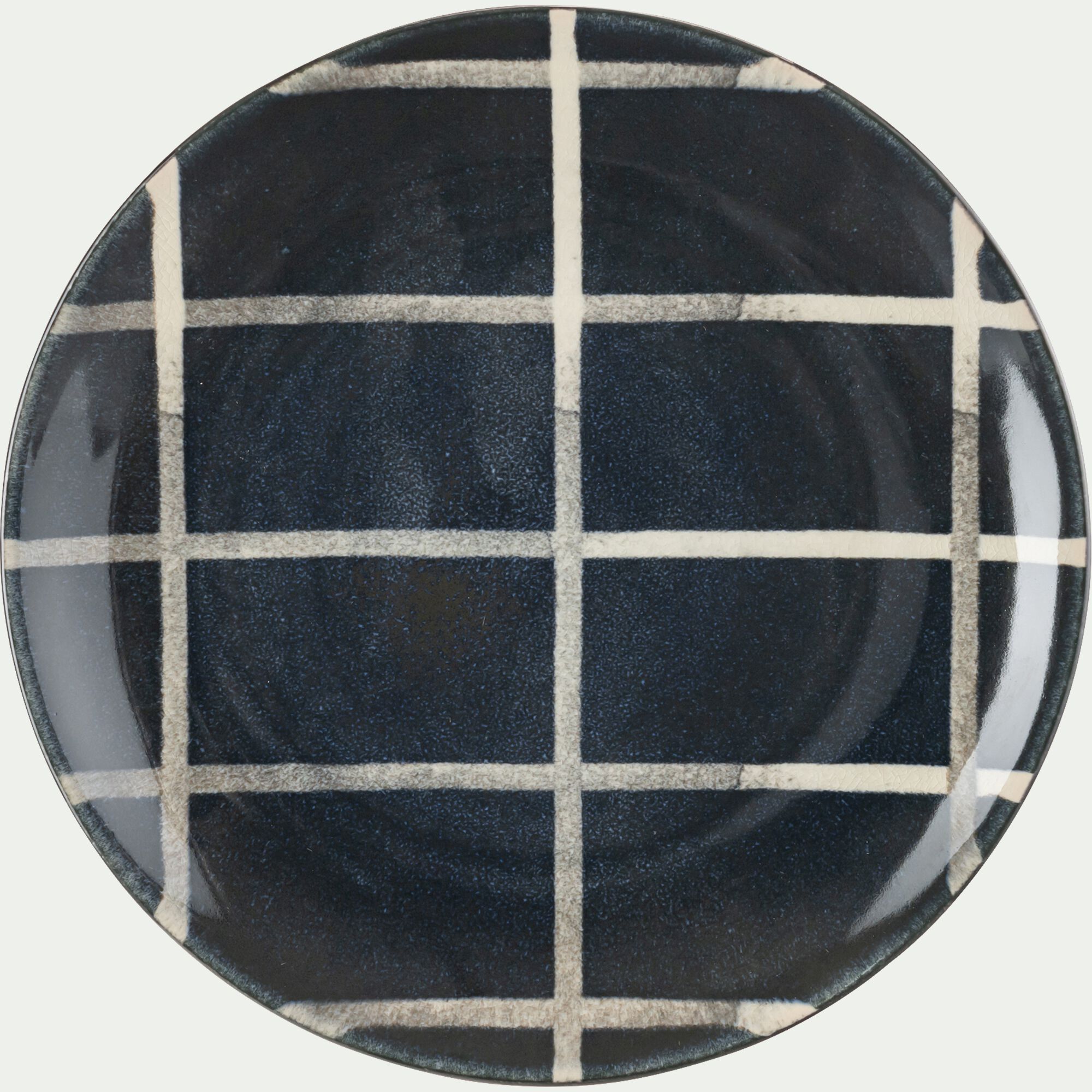 FRIA - Assiette à dessert rayée en grès D21,6cm - noir