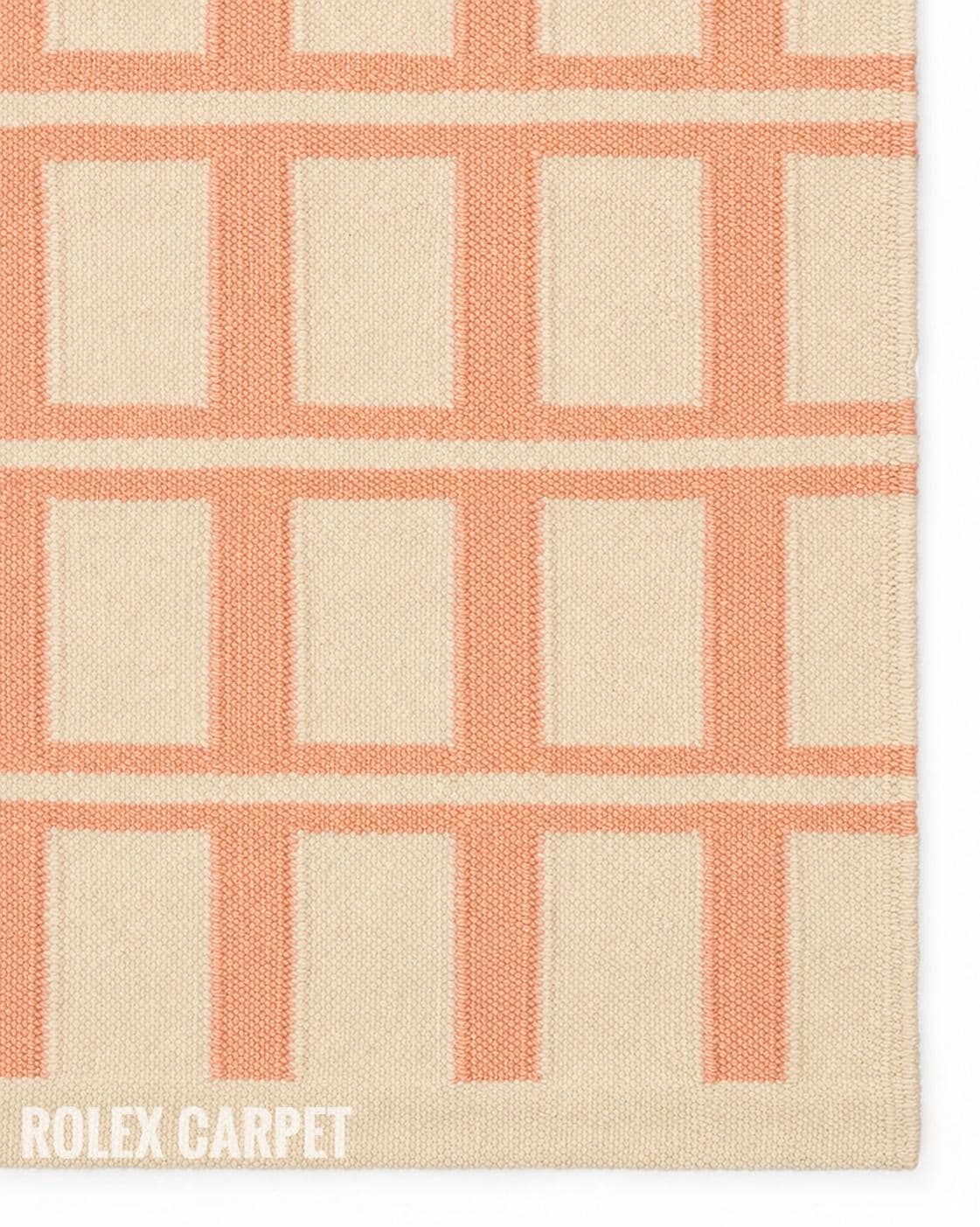 Handwoven Wool Kilim Rug, Peach Scandinavian Flatweave, 8x10 Living Room Decor
