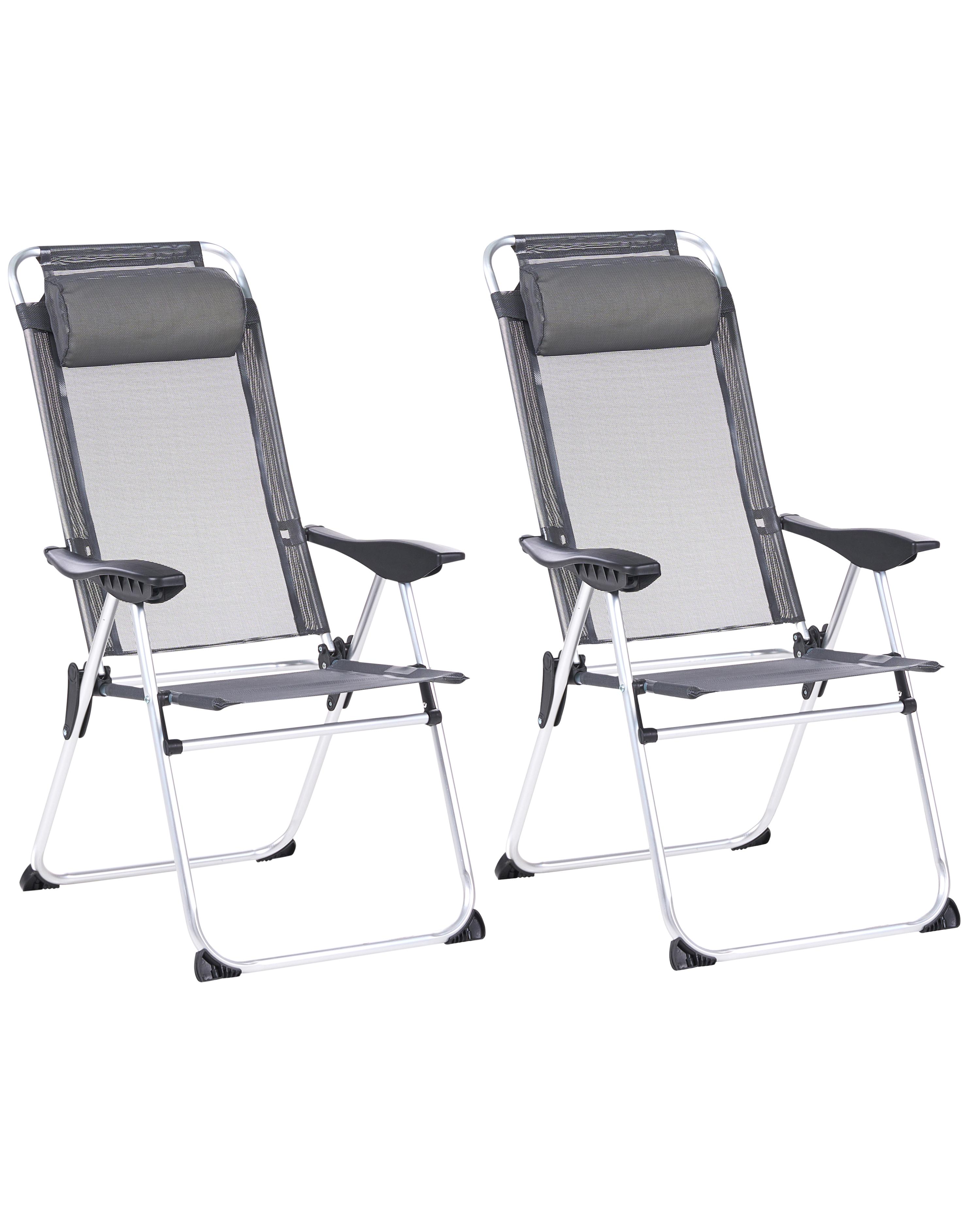 Set of 2 Garden Chairs ASINE Folding Metal Grey
