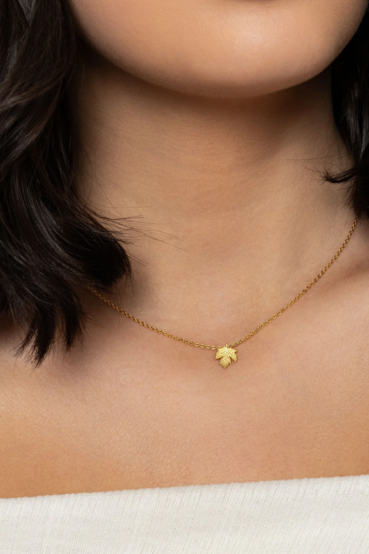 The Pink Box Golden Leaf Necklace