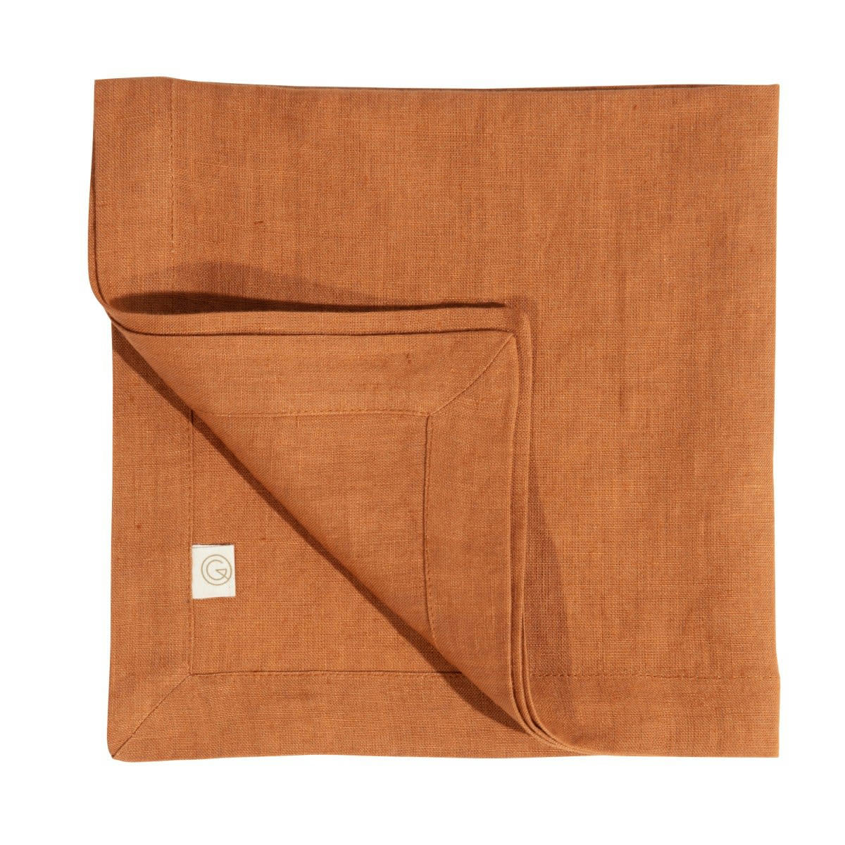 LES ESSENTIELS - Serviette en lin lavé marron cuivre 45x45