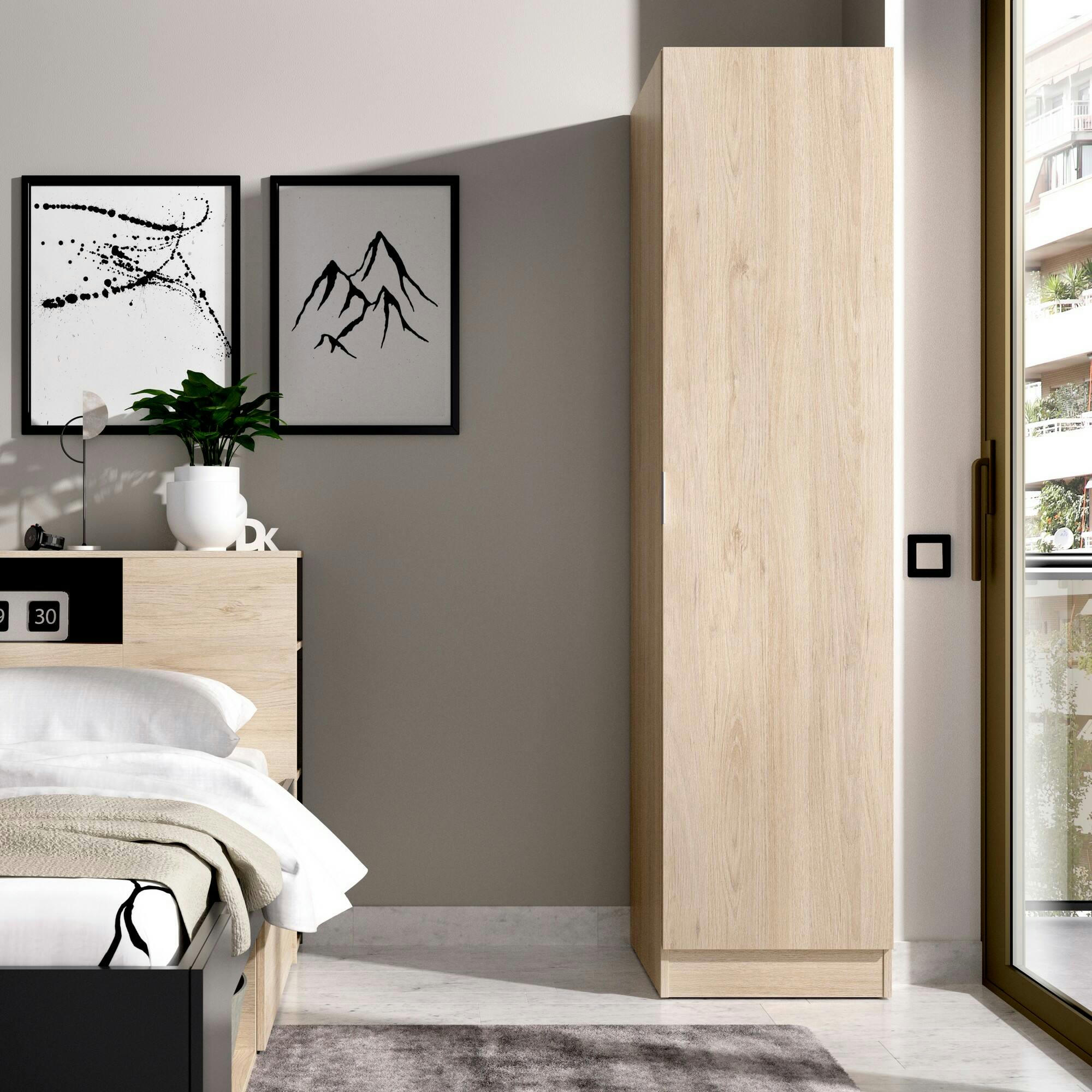 DBUSAT - Garde-robe effet bois chêne
