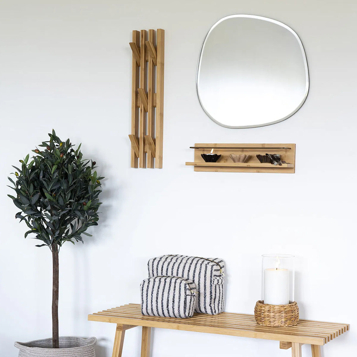 Artichok Rijk Bamboe Houten Wandkapstok 5 Haken - Naturel