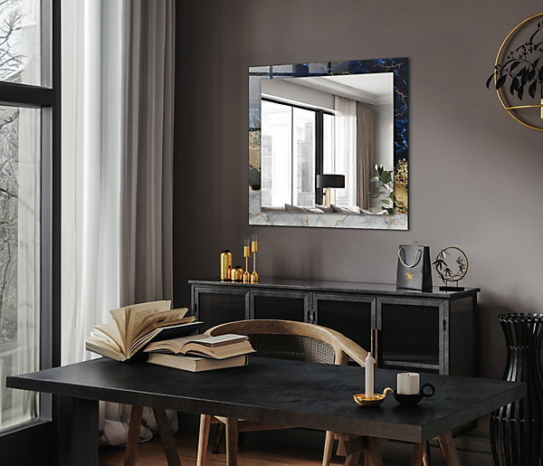 Miroir Mural Tulup 60x60 cm Abstraction Du Marbre Pour Chambre