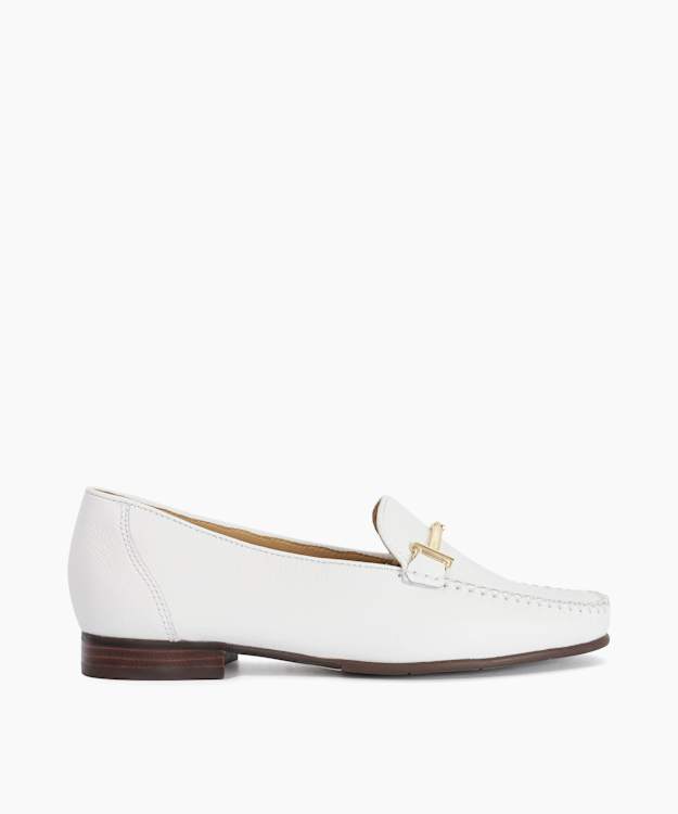Gilli T White - Snaffle Trim Leather Loafers
