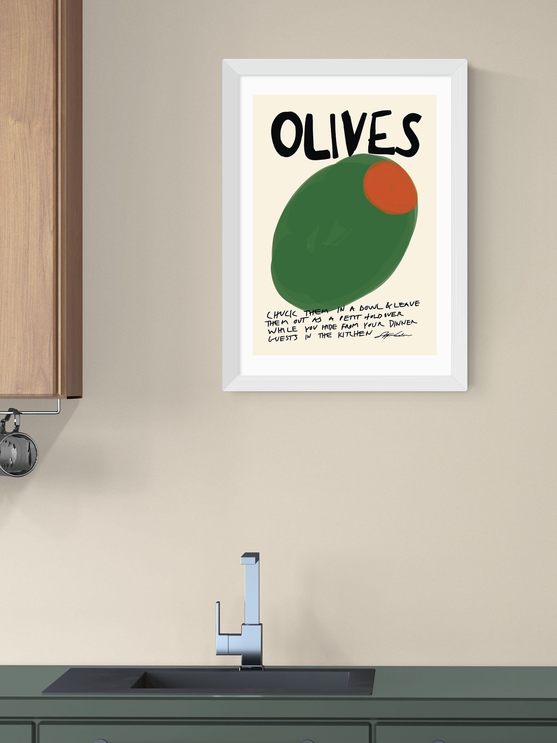 East End Prints White Olives Wall Art Print by Stephie Cardona