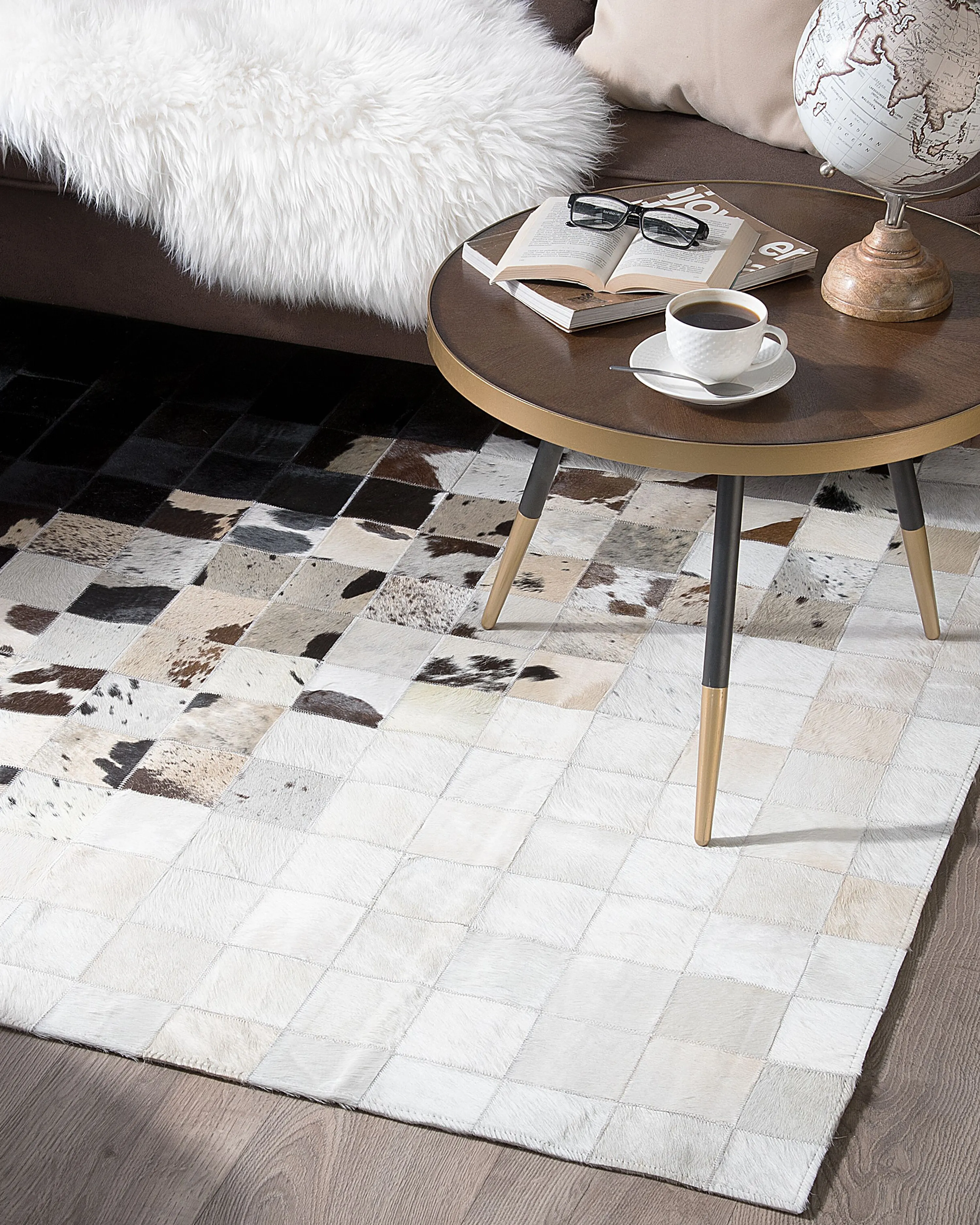 Rug KEMAH Black 140 x 200 cm Leather