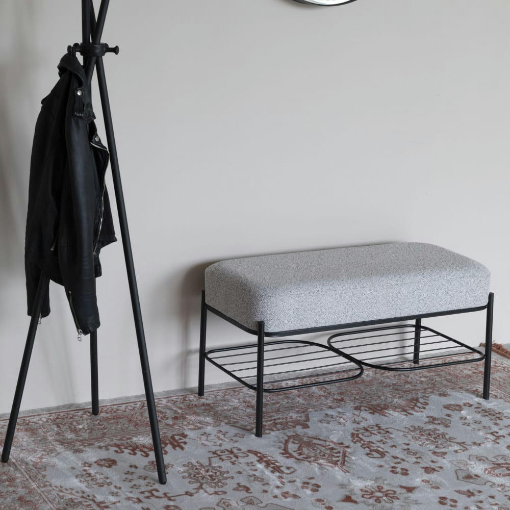 MILOU - Banc en tissu et métal blanc