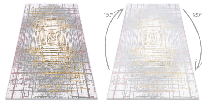 Dywan AKRYL USKUP Abstrakcja 353 kość słoniowa / żółty 80x300 cm