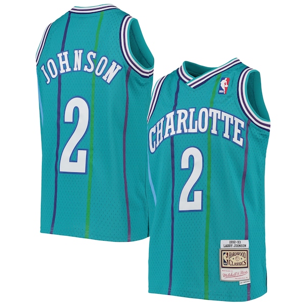 Larry Johnson Charlotte Hornets  Youth 1992/93 Hardwood Classics Swingman Jersey - Teal