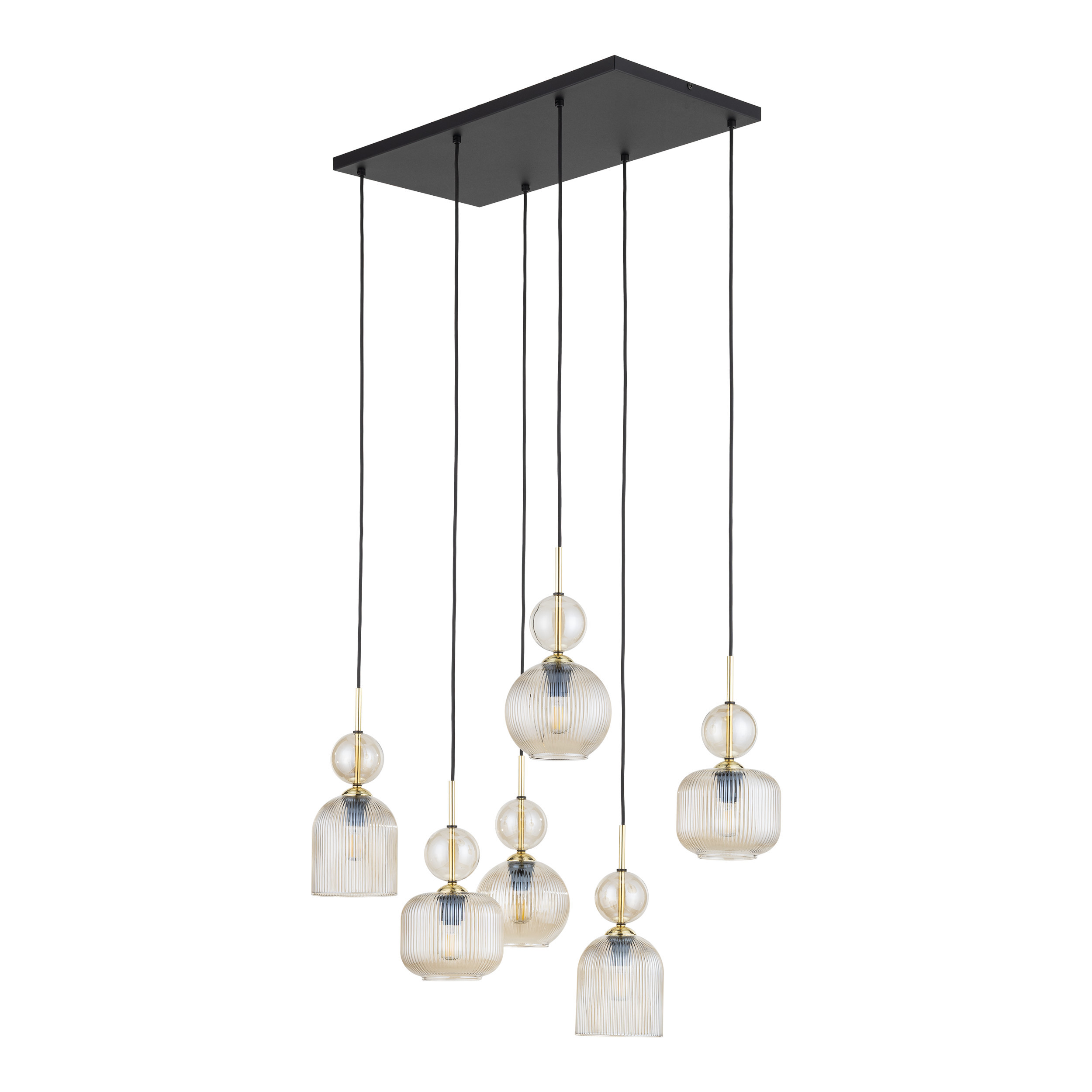 Lampa Wisząca Tk Lighting Sophia Koniakowa Biała 6Xe14 Ryflowane Klosze