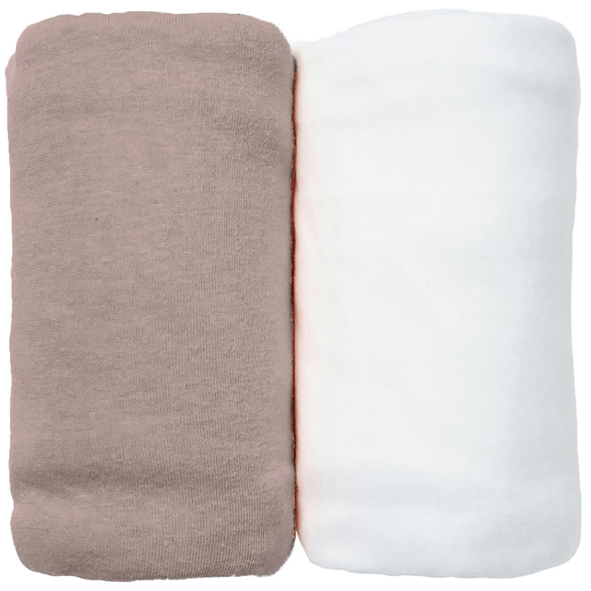 GAMME BIO UNIS - Lot de 2 Draps Housses jersey 60x120 cm Coton bio Blanc/Taupe