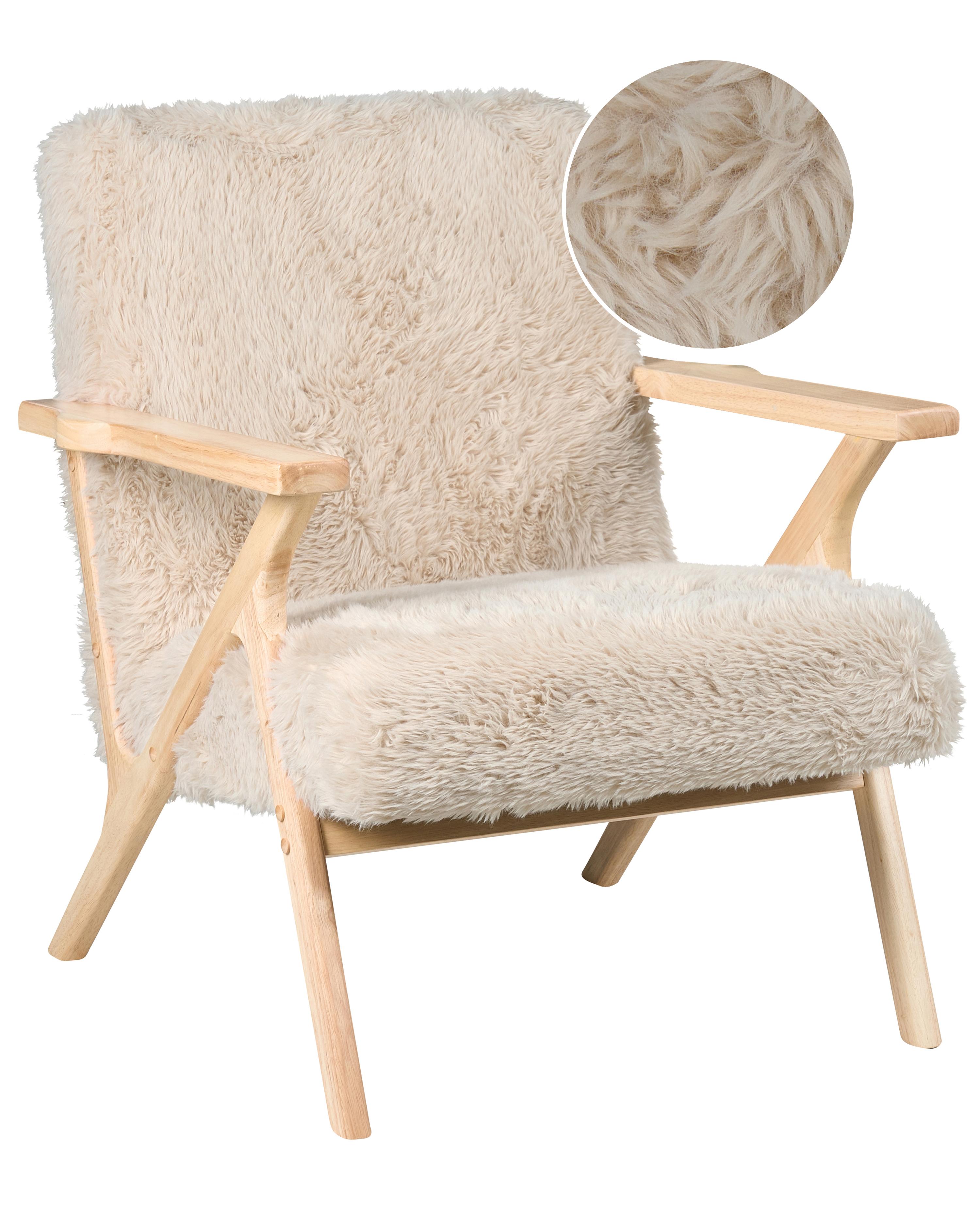 Armchair KISA Faux Fur Light Beige
