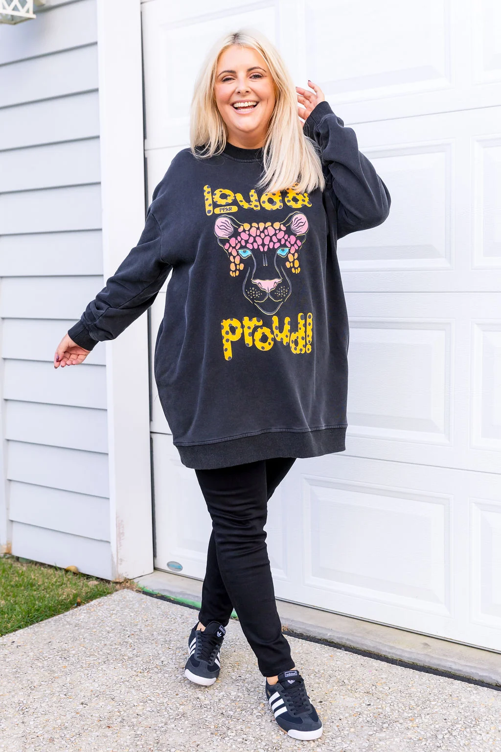 Evan Longline Sweatshirt in Loud Black Acid Wash by Kasey Rainbow