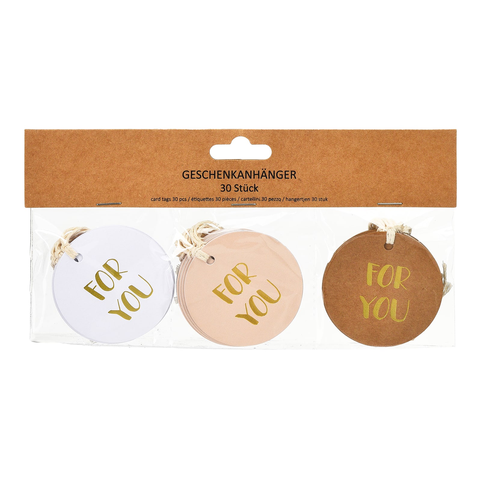 Geschenkanhänger-Set For You Beige, 30 -tlg.