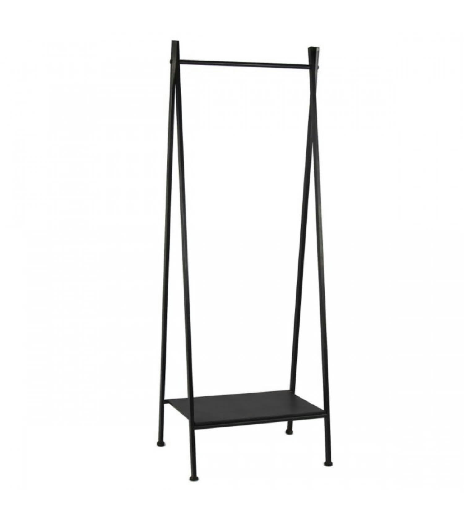 RACK ZEN - Portant vêtements en métal noir avec étagère