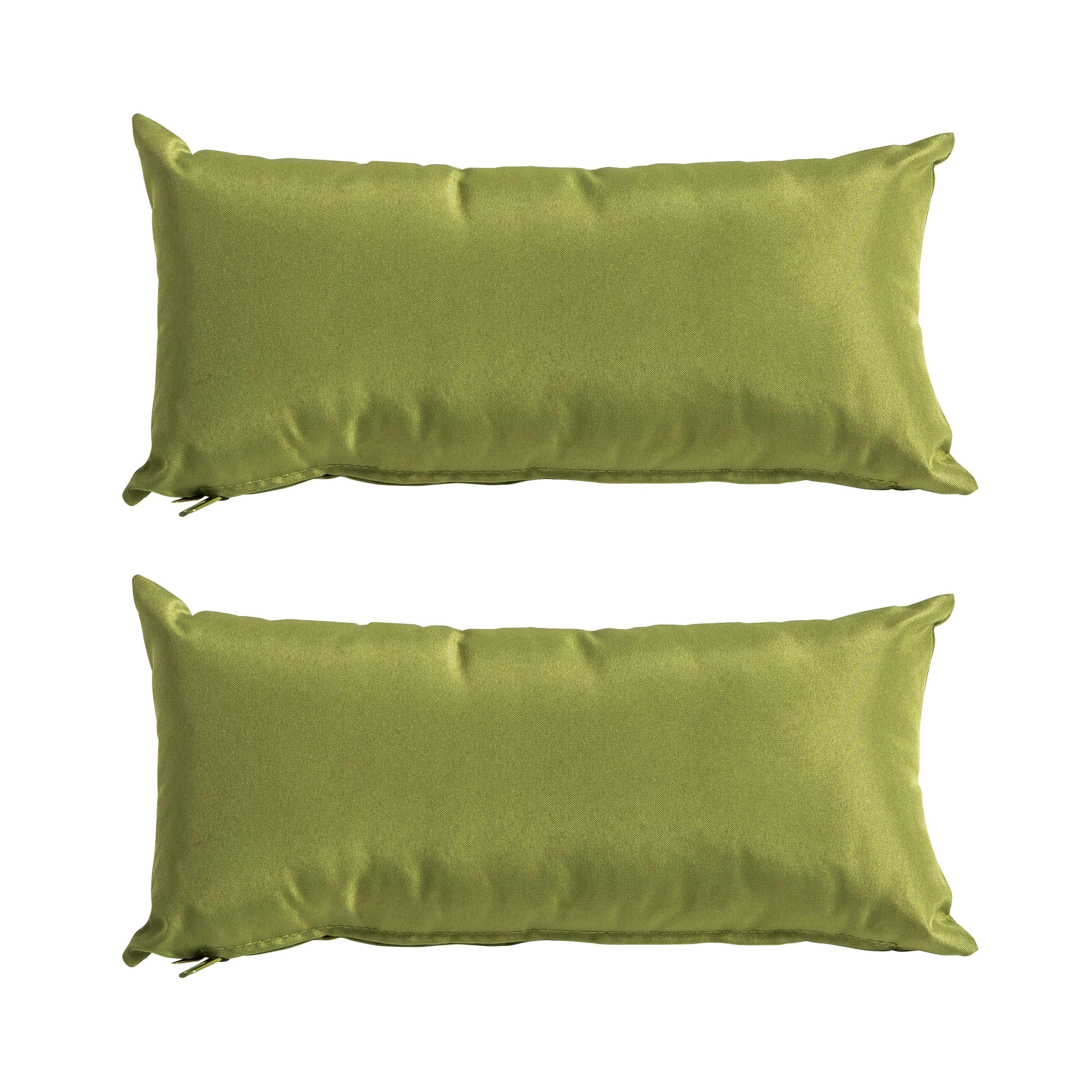CUZCO - Lot de 2 petits coussins polyester kaki 40x20x8 cm