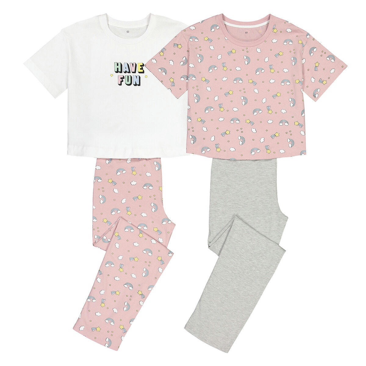 Lot de 2 pyjama en jersey imprimé arc-en-ciel