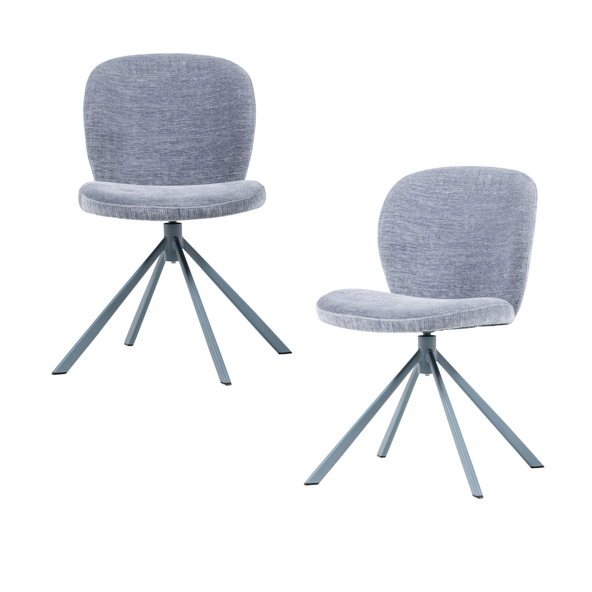 WOOOD eetkamerstoelen Femke - Chenille - Blauw - Set van 2
