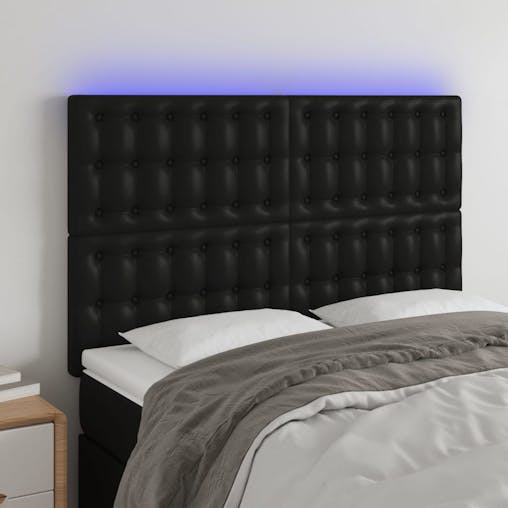 NNEVL LED Headboard Black 144x5x118/128 cm Faux Leather