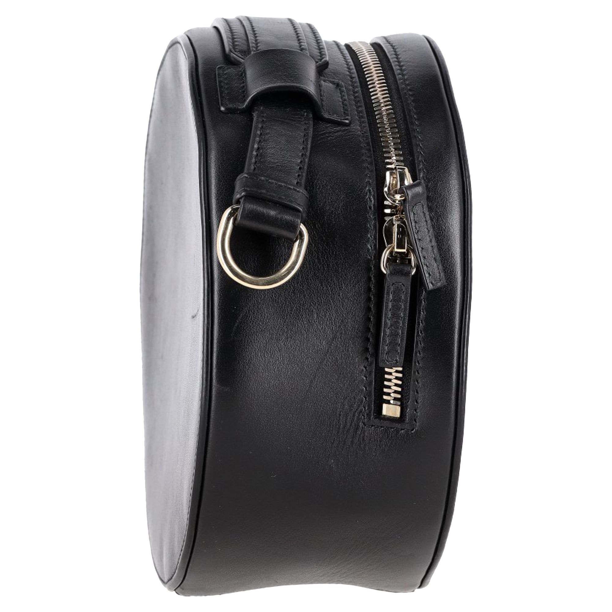 Jil Sander Preloved Small Drum Bag in Black Leather