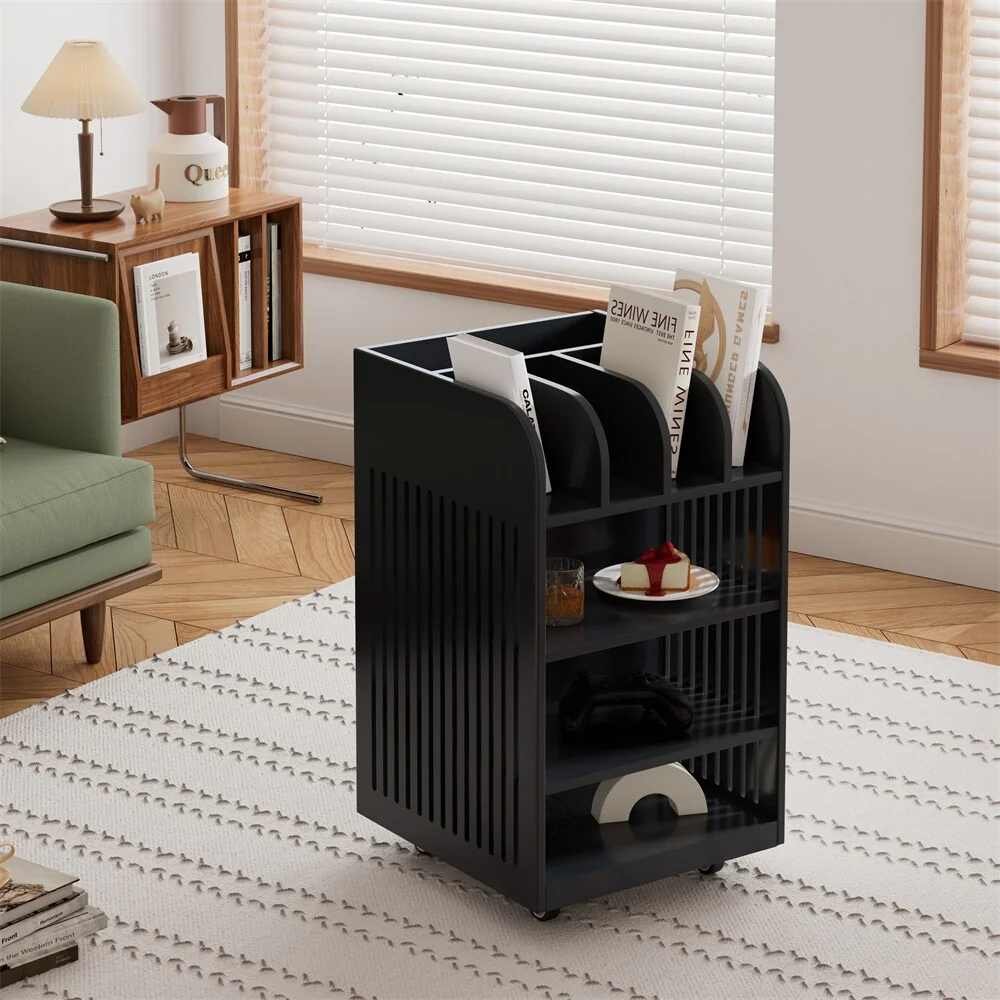 4 Tier Kitchen Island Cart with Spice Rack & Locking Casters, Mobile