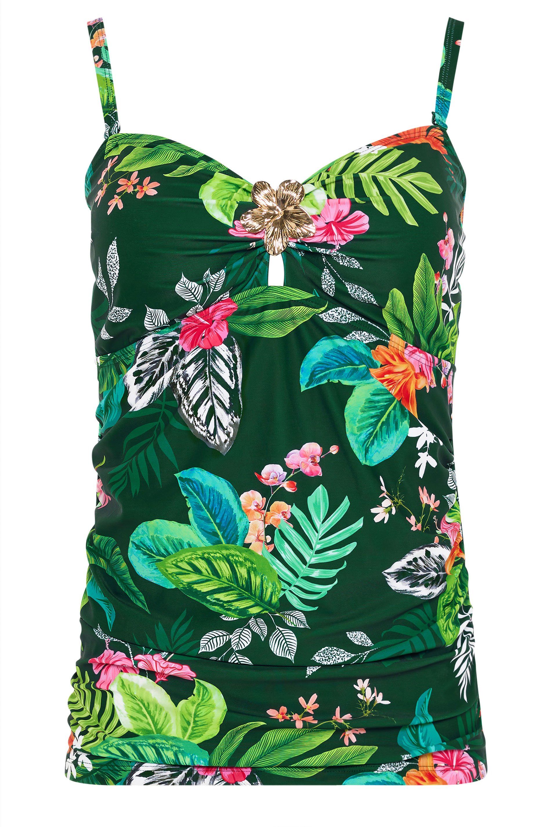 M&Co Tropical Print Tankini Top