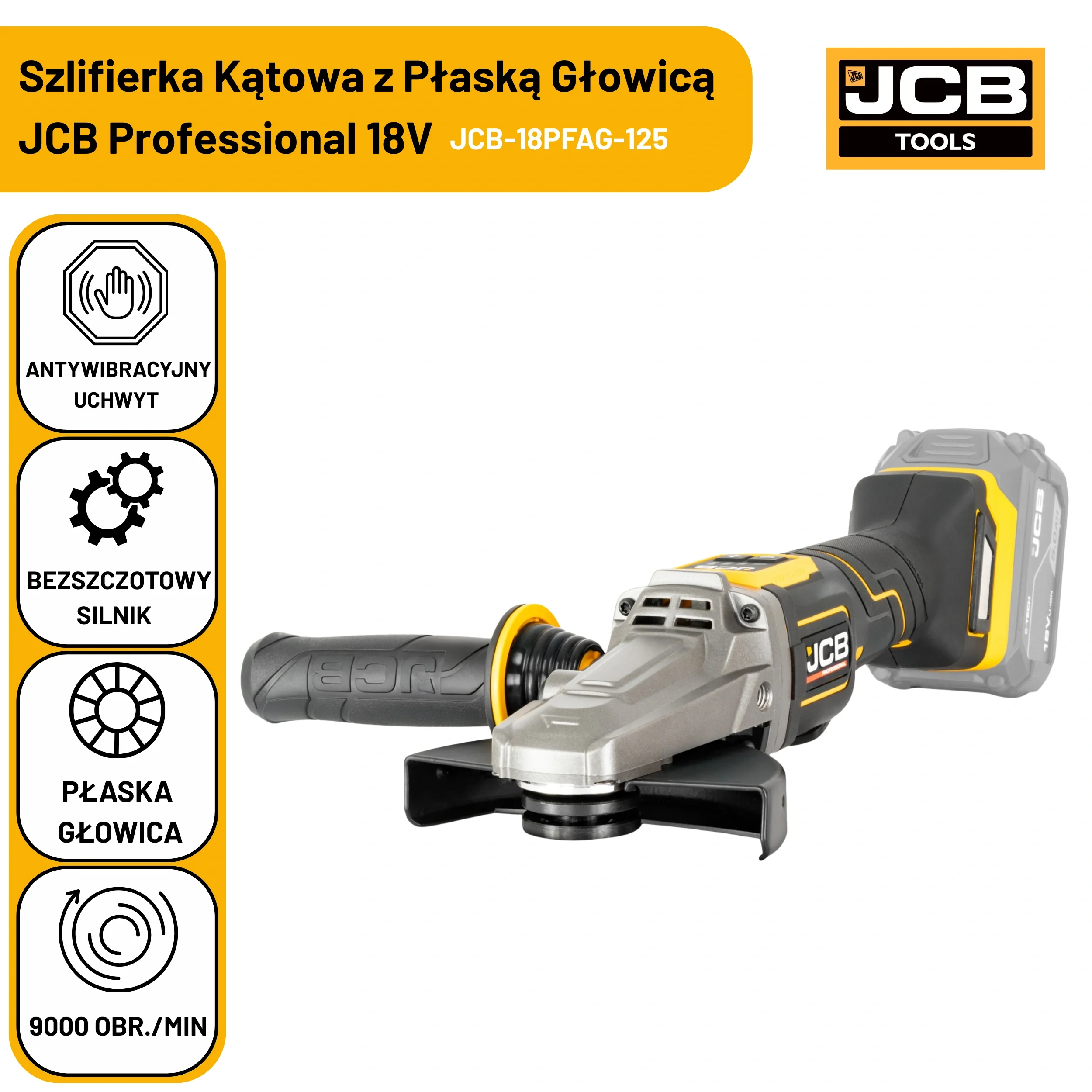 JCB Professional Zestaw Szlifierka Płaska + Wiertarko-Wkrętarka 160Nm 18V 4,0Ah + 2x 5,0Ah  Dual Charge Torba