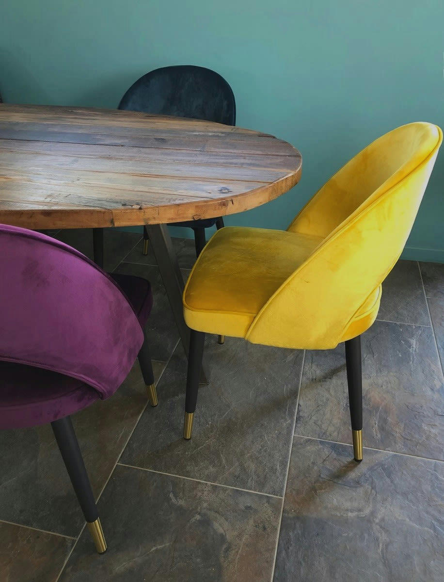 ARDEC - Chaise de salle a manger en velours jaune