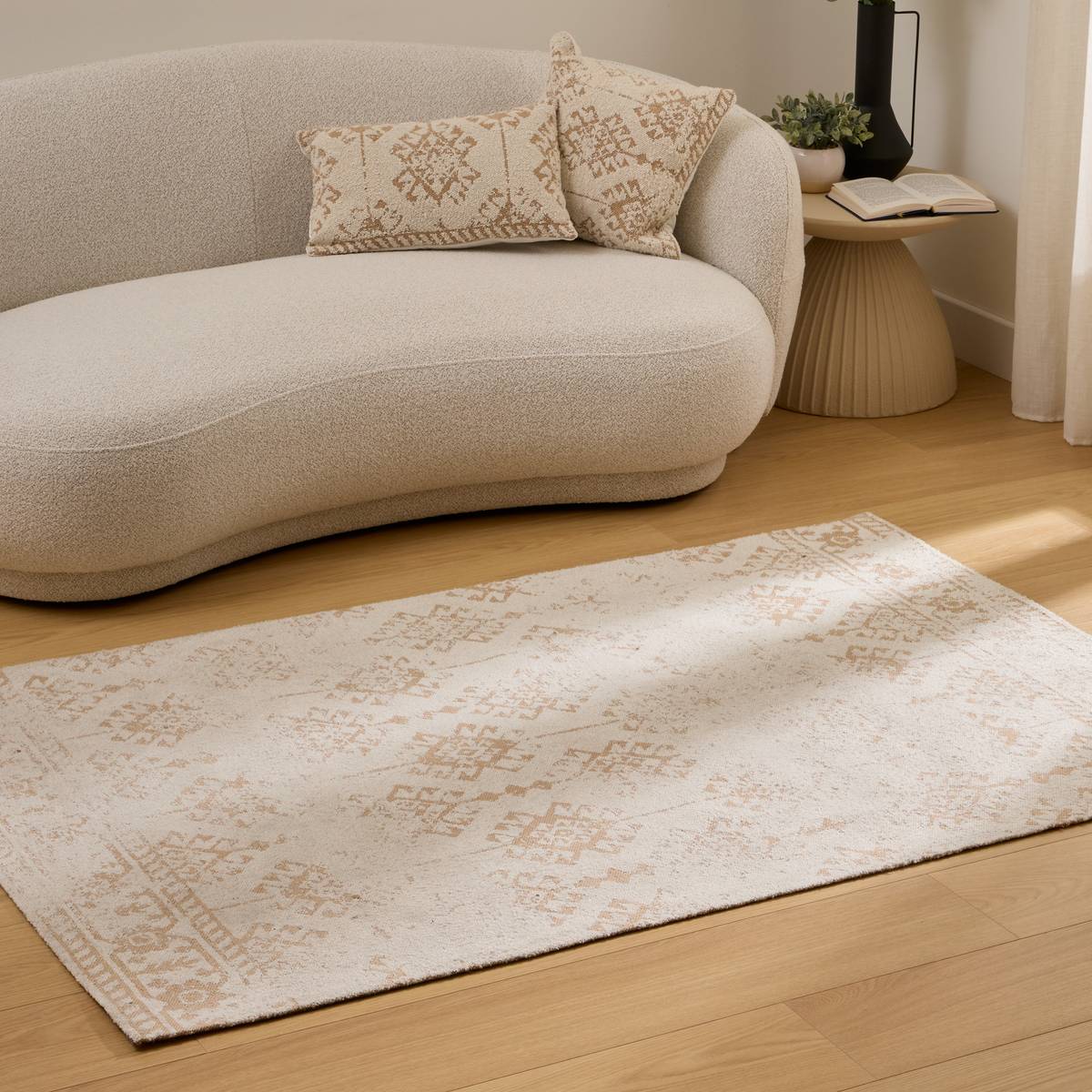 Loop Pile Rug "Ozel" Beige Linen, 170x120 cm