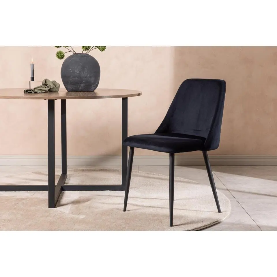 Svea - Kamo eetkamerstoel - velvet - zwart