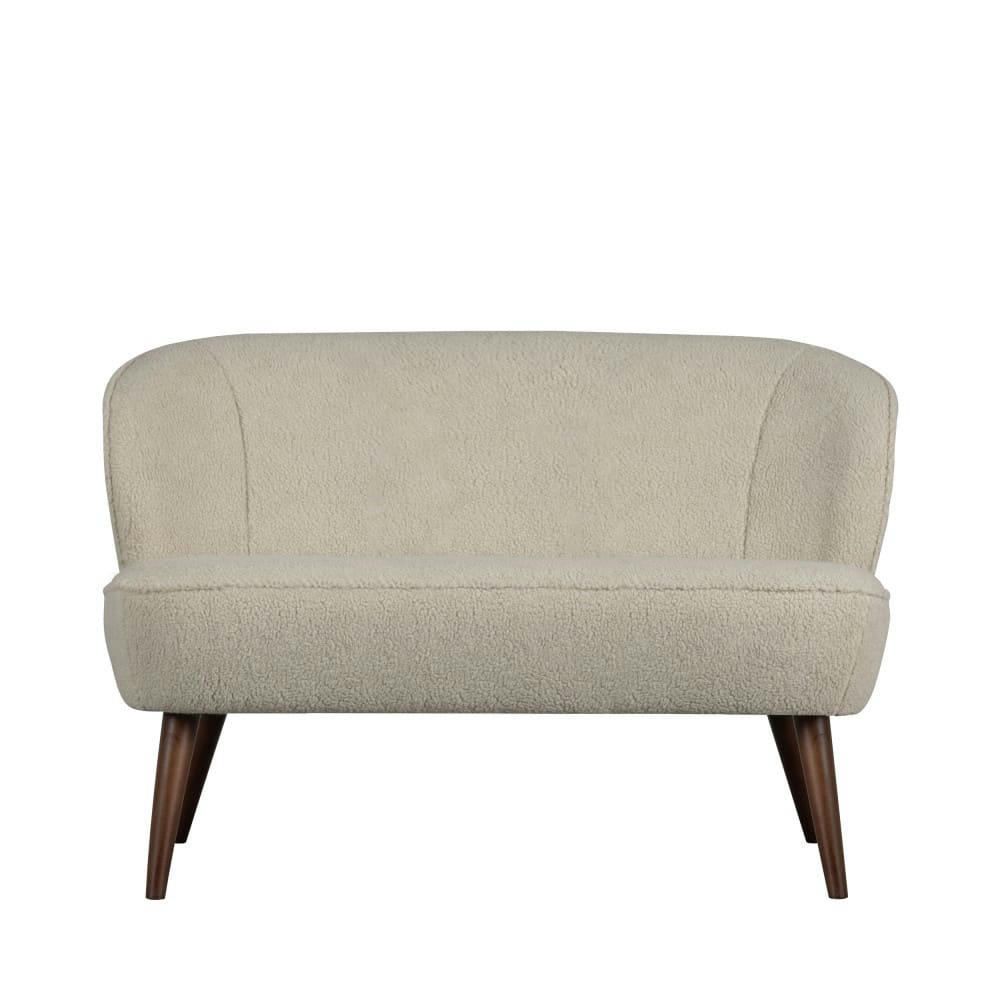 SARA - Canapé 2 places en tissu bouclette ecru