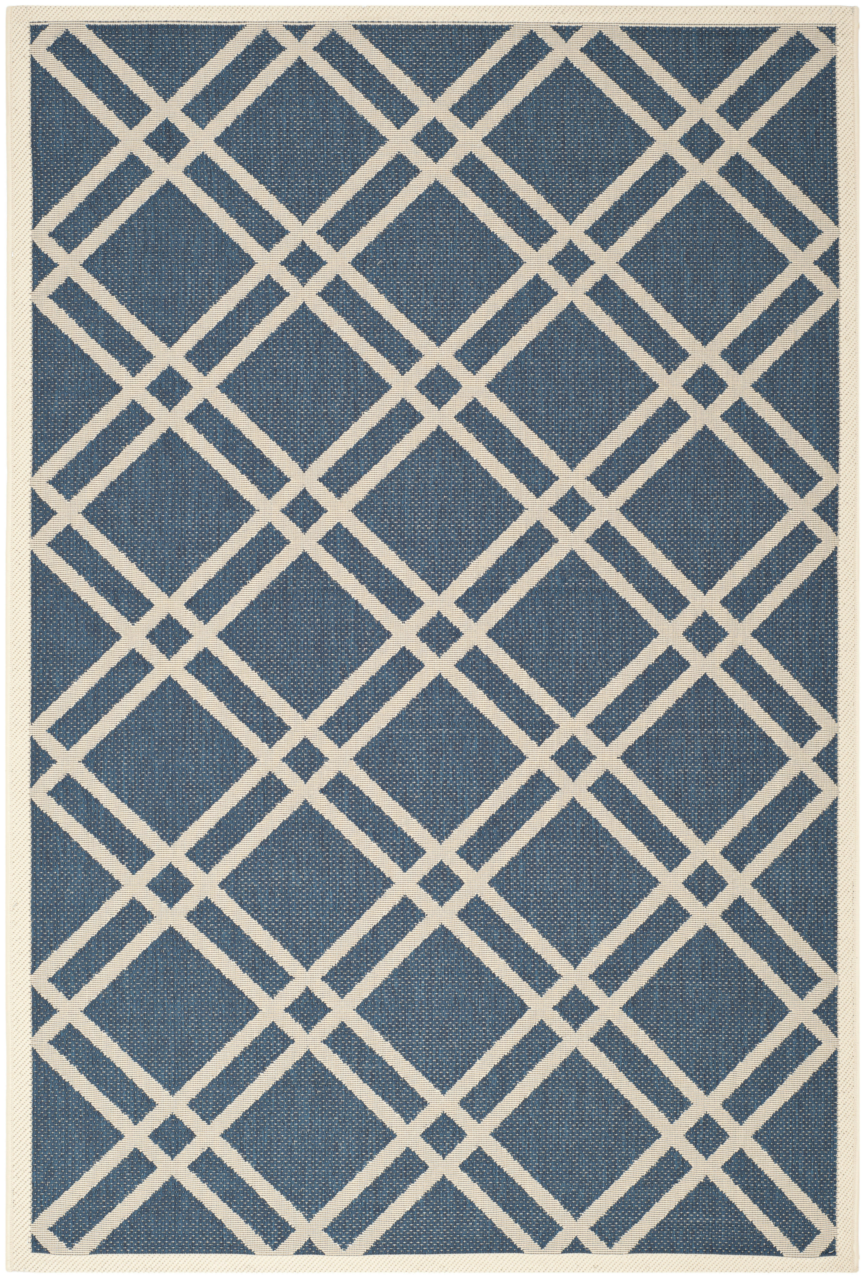 COURTYARD - Tapis interieur & exterieur en bleu marine & beige, 201 x 290 cm