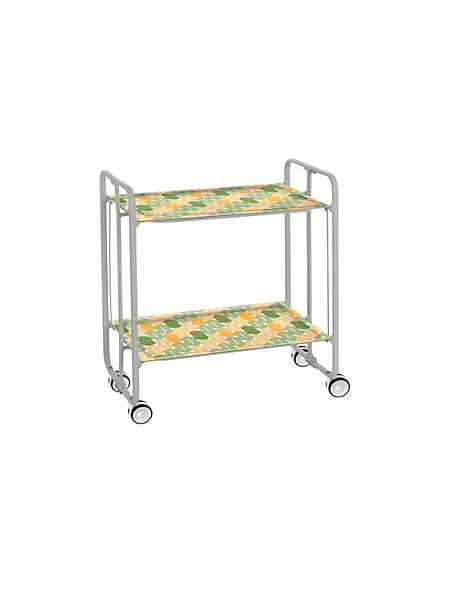 Desserte pliante BAUHAUS avec roulettes, Structure grise, 2 niveaux, 4 positions