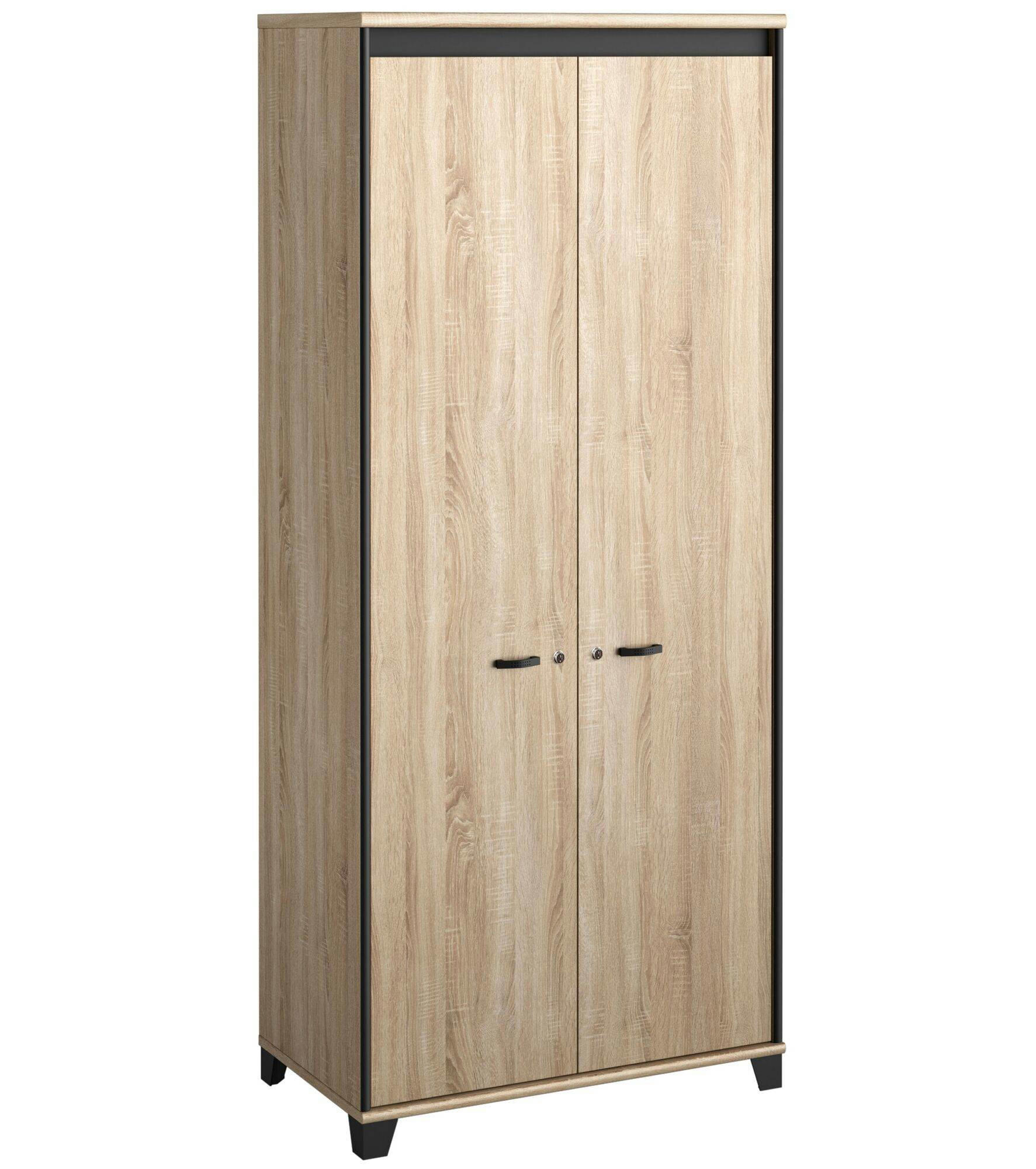 GREGORY - Armoire 2 portes effet bois clair
