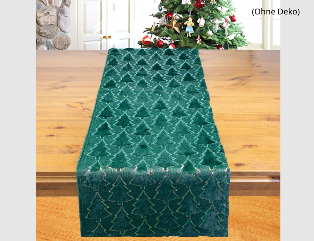 Tischläufer Plüsch Tannenbaum Grün