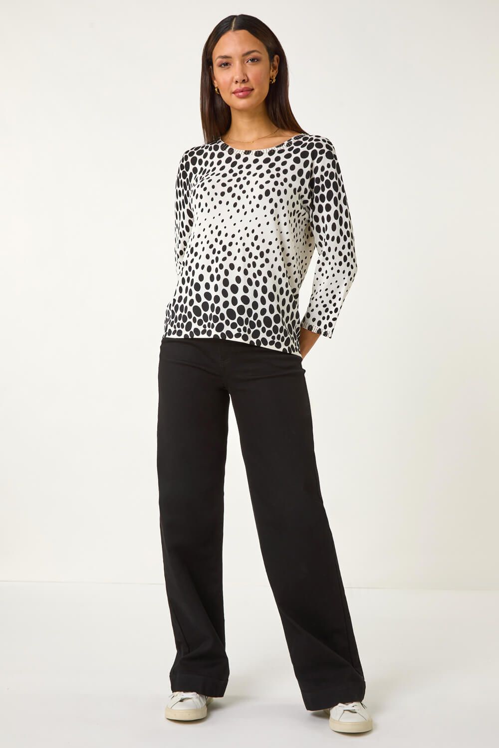 Roman Cascade Spot Print Knit Jumper