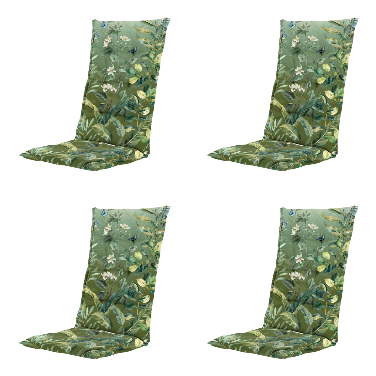 Madison tuinstoelkussen hoge rug Elisa - groen - 123x50x5cm - set van 4