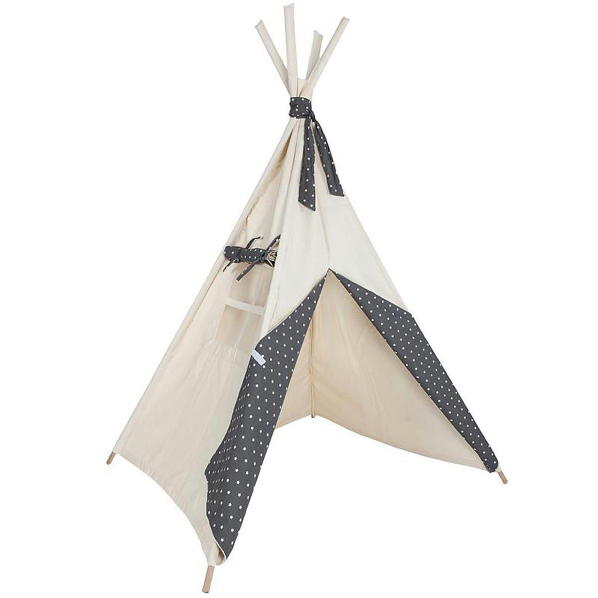 BARNA - Tipi enfant beige STARS gris