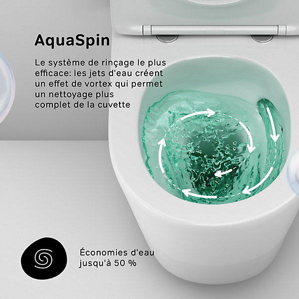 Pack WC suspendu bâti mural et cuvette Plaque Round Blanche Pack WC Bati-support AM.PM Spike