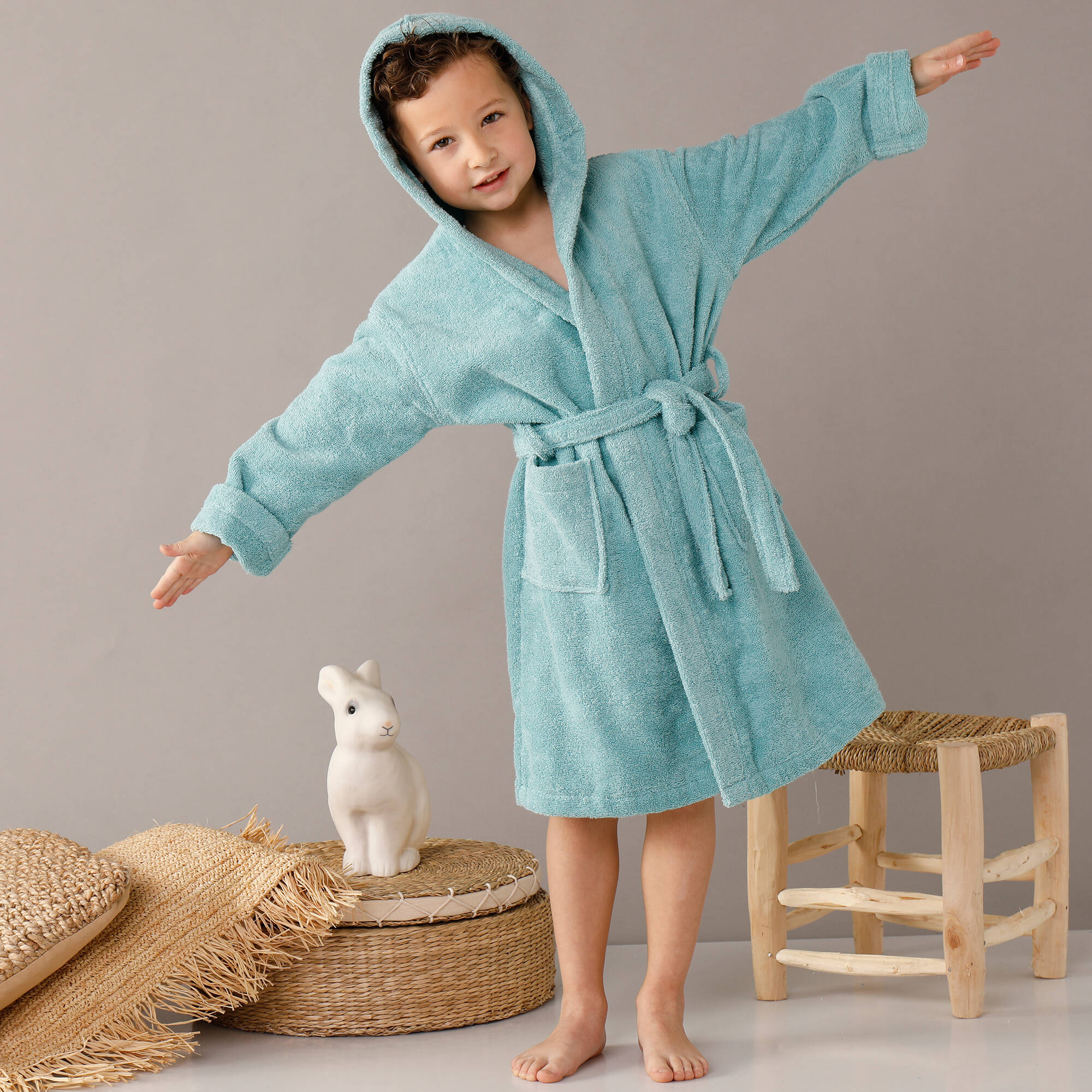 Peignoir enfant éponge bouclette à capuche