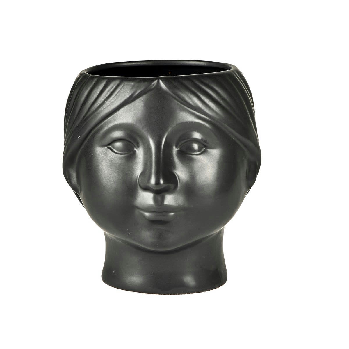 LIVING - Cache-pot forme visage en argile noir