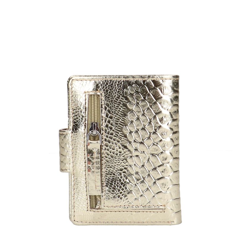 Manfield Metallic goudkleurige leren portemonnee met crocoprint