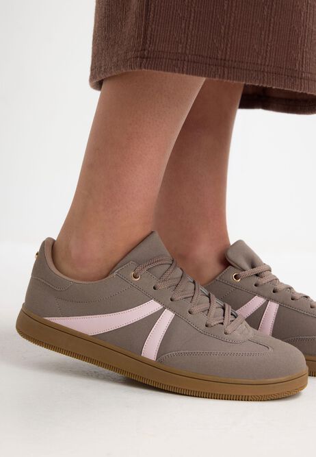Womens Beige Retro Curve Stripe Trainers