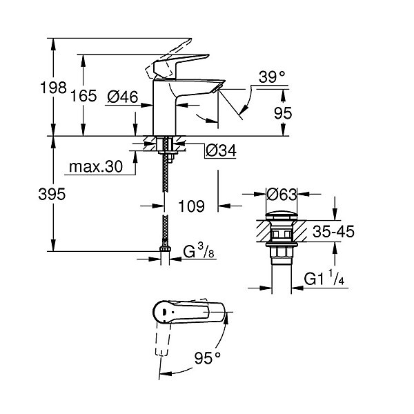 Grohe Lot de deuxSTART Mitigeur lavabo taille S, noir mat (235512432-GroheBlackDuo)