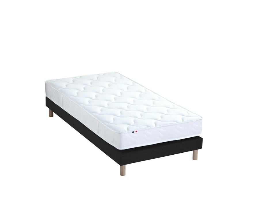 ENSEMBLE ALTO - Ensemble matelas mousse ferme sommier noir 90x190